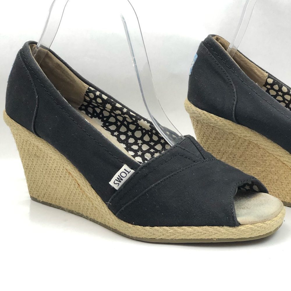 TOMS Canvas Espadrille wedge shoes - Picture 5 of 8